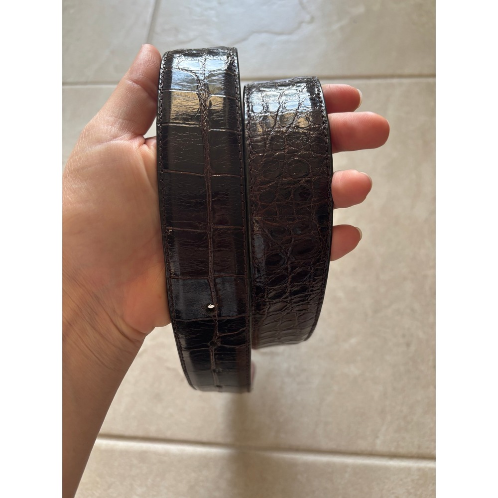 Alexander Kalifano Genuine Alligator Belt USA Glossy Brown Exotic Size‎ 40